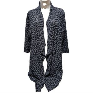 NWOT Women's Status Black & Gray Open Front Asymmetrical Cardigan